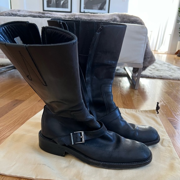Gucci Black Leather Mid-Calf Motorcycle Boot - Picture 4 of 6